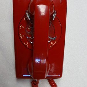 Vintage Red Stromberg Carlson Wall Mount Rotary Phone
